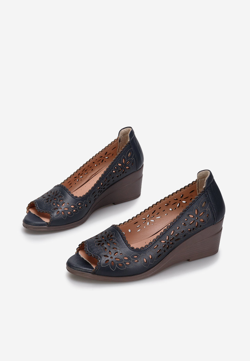 Tmavě modré kožené lodičky Amabella