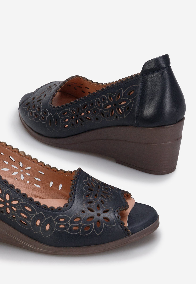 Tmavě modré kožené lodičky Amabella