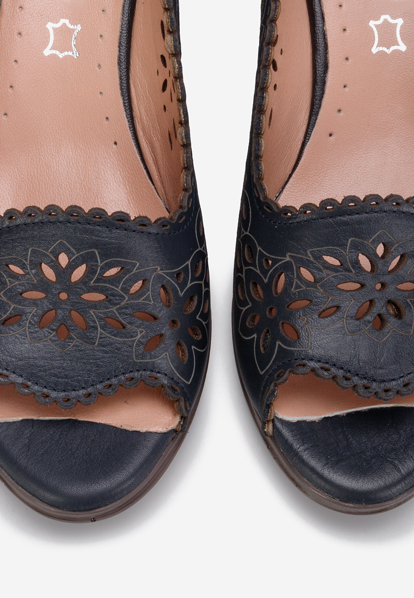 Tmavě modré kožené lodičky Amabella