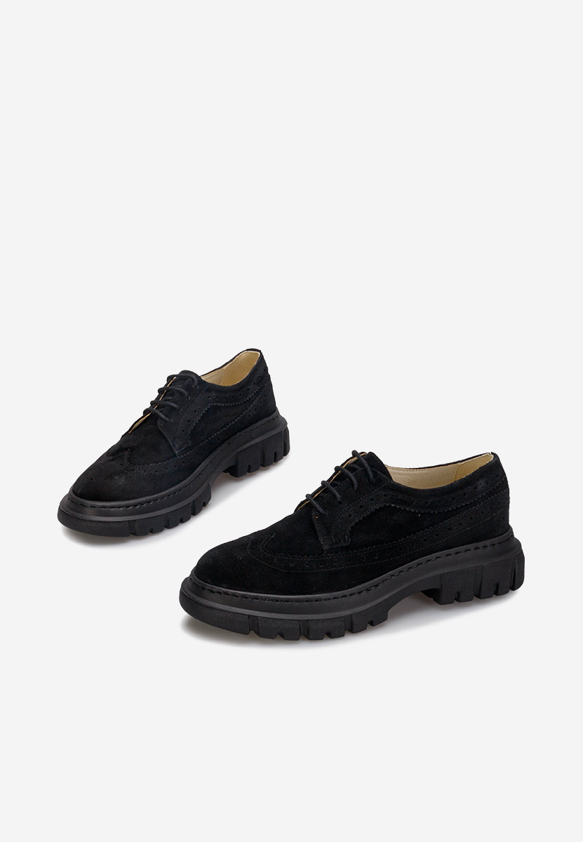 Černé kožené derby dámske Henise