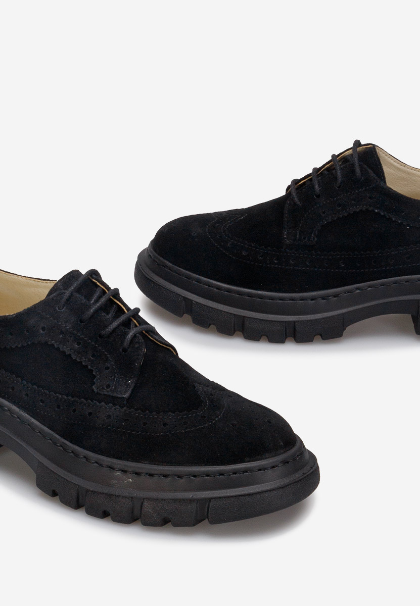 Černé kožené derby dámske Henise