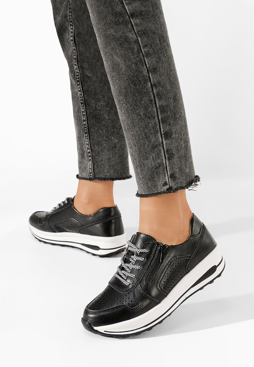 Černé kožené dámské sneakersy Cidra
