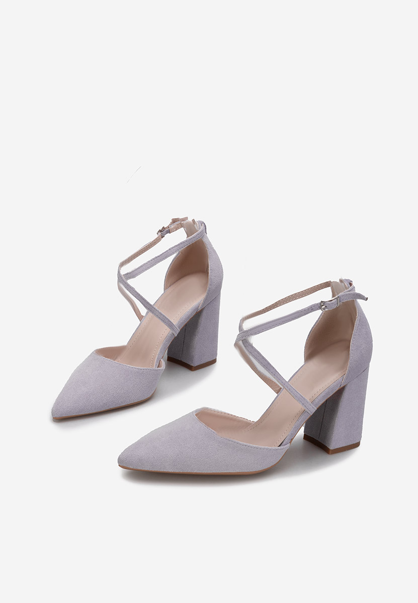 Fialové lodičky na hrubém podpatku Demitra