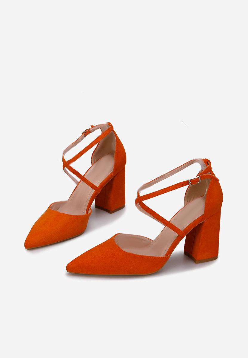 Oranžové lodičky na hrubém podpatku Demitra