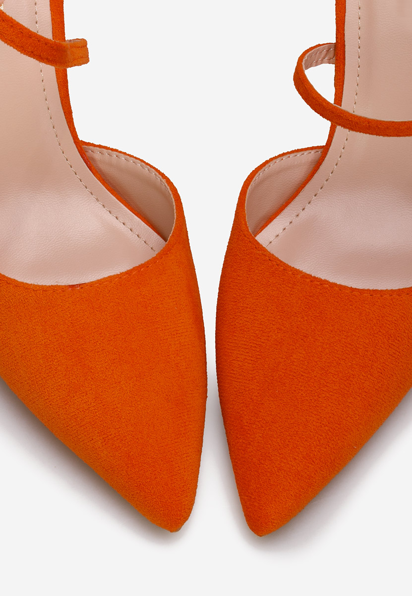 Oranžové lodičky na hrubém podpatku Demitra