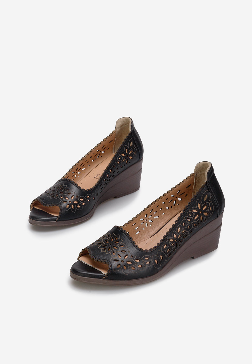 Černé kožené lodičky Amabella