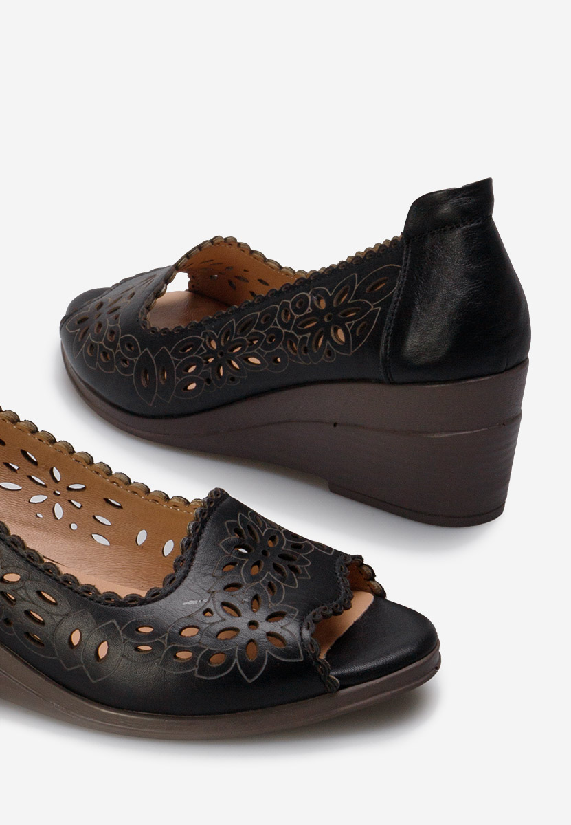 Černé kožené lodičky Amabella