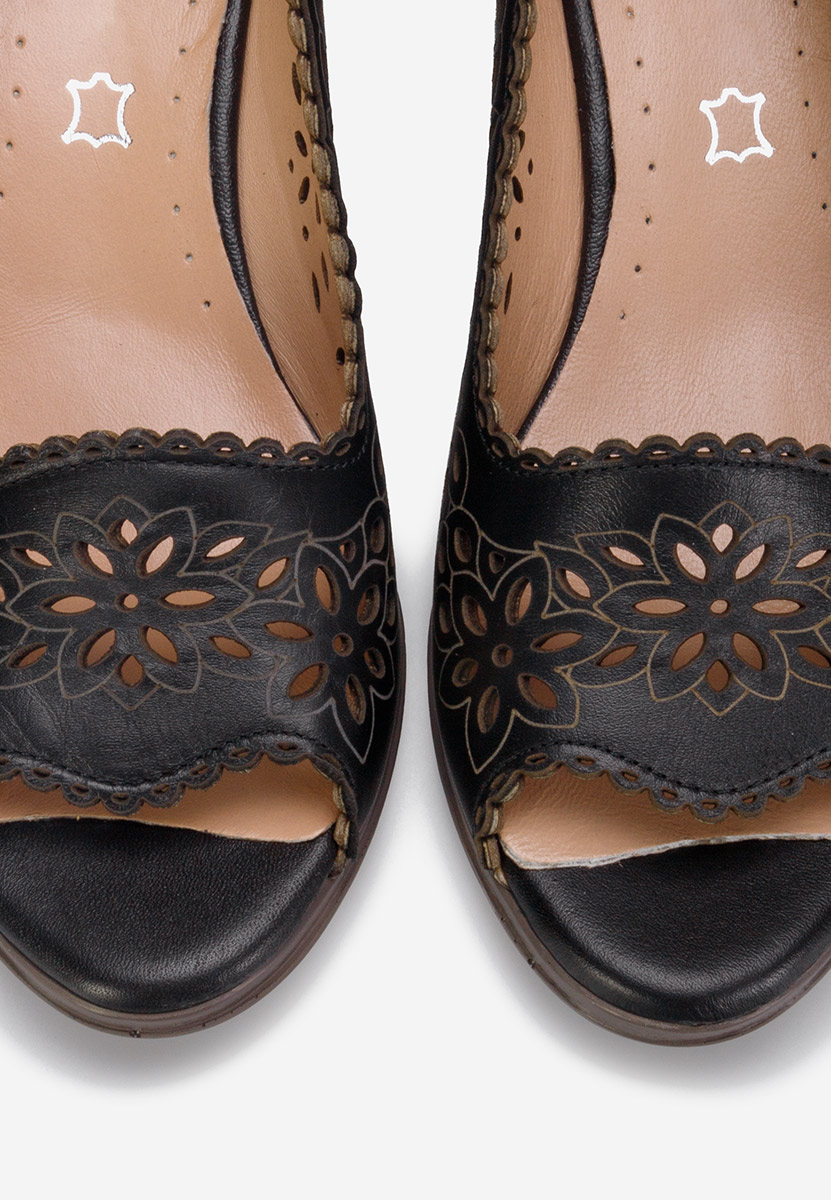 Černé kožené lodičky Amabella