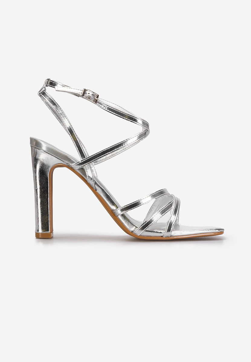 Stribrné sandály na podpatku Ayleen