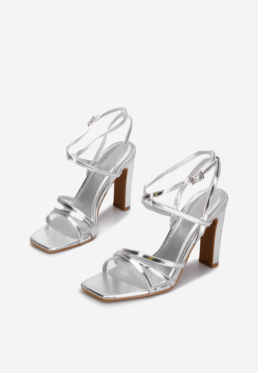 Stribrné sandály na podpatku Ayleen