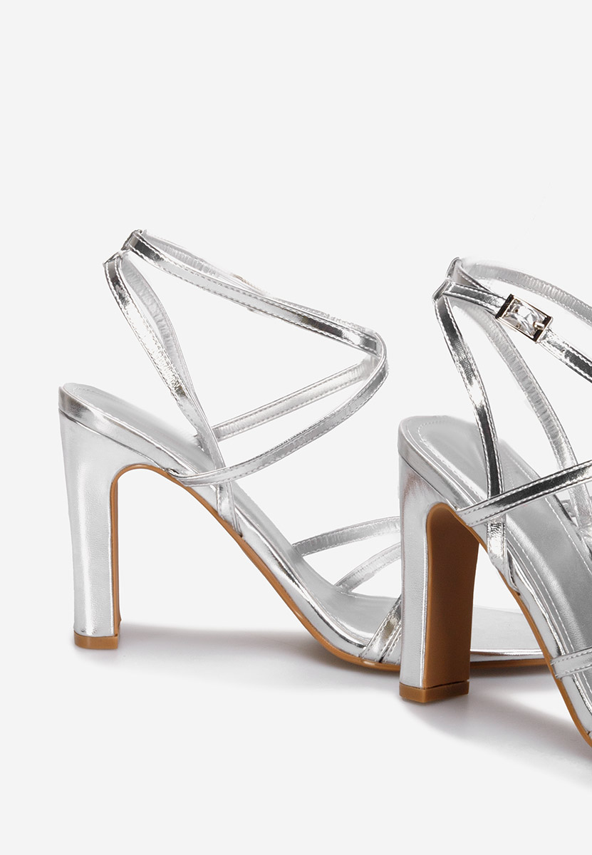 Stribrné sandály na podpatku Ayleen