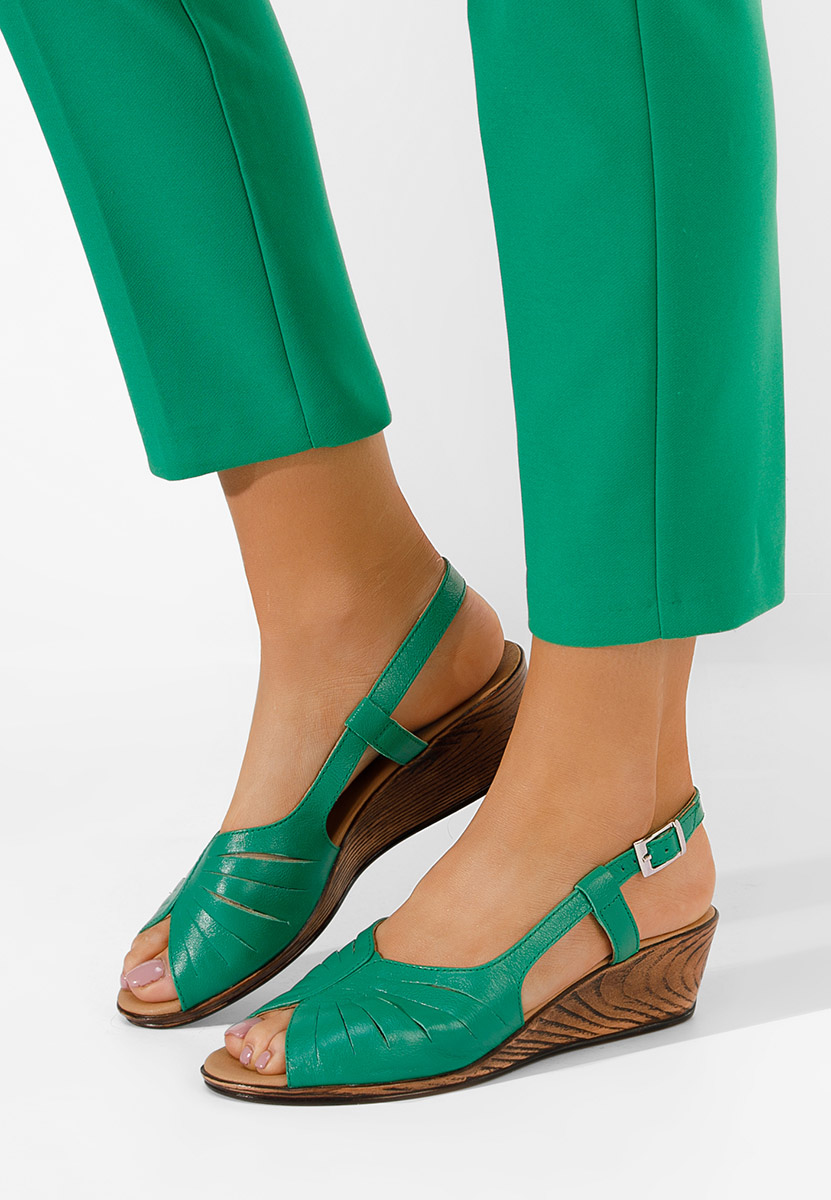 Zelené kožené sandály Lovara