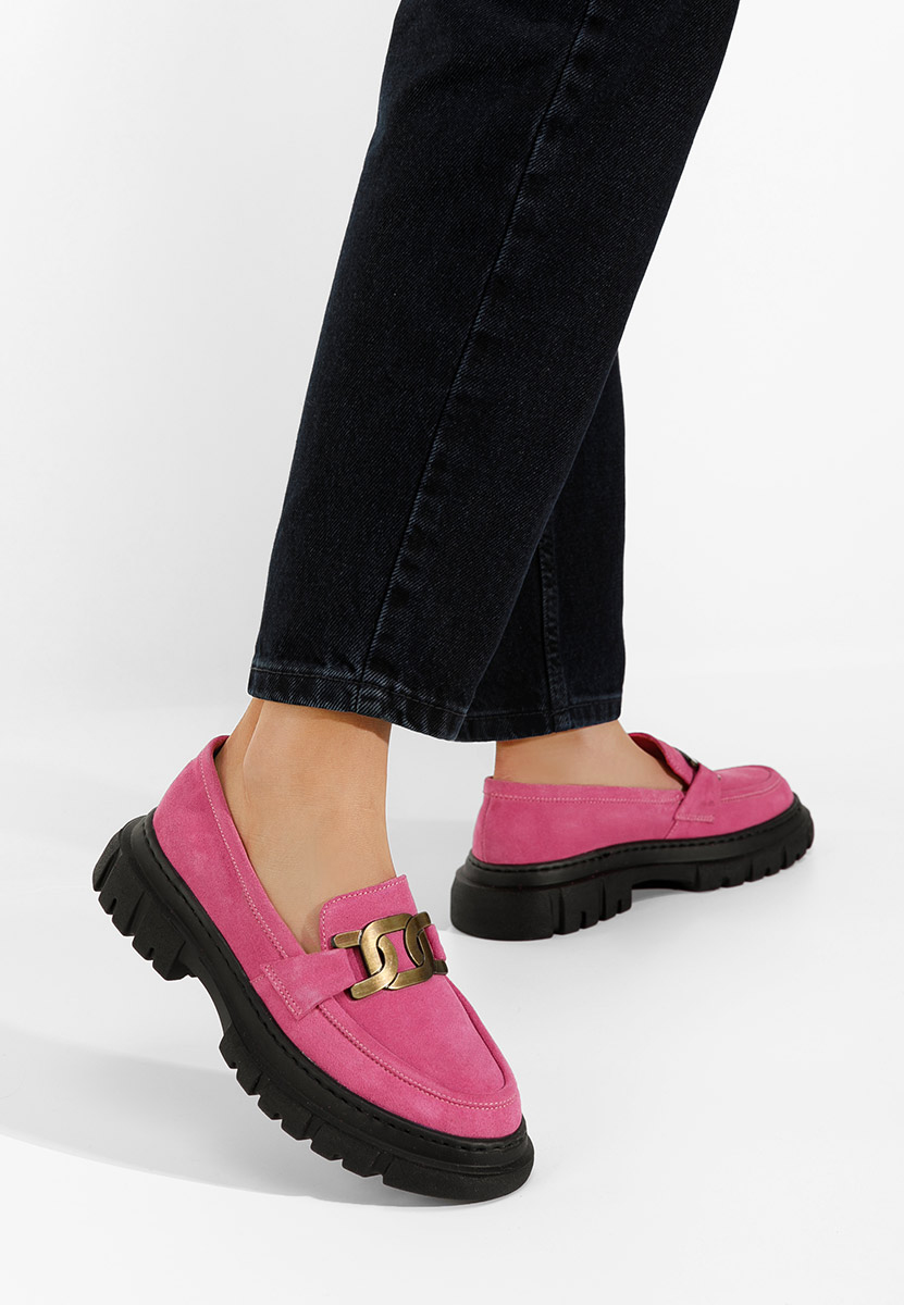 Fuchsiové mokasíny dámské kožené Haza V4 Fuchsiové mokasíny dámské kožené Haza V4