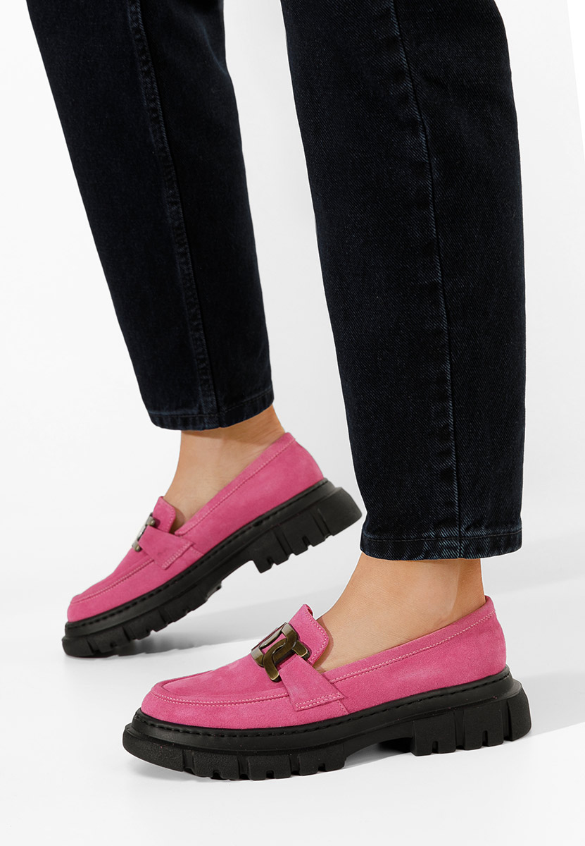 Fuchsiové mokasíny dámské kožené Haza V4 Fuchsiové mokasíny dámské kožené Haza V4