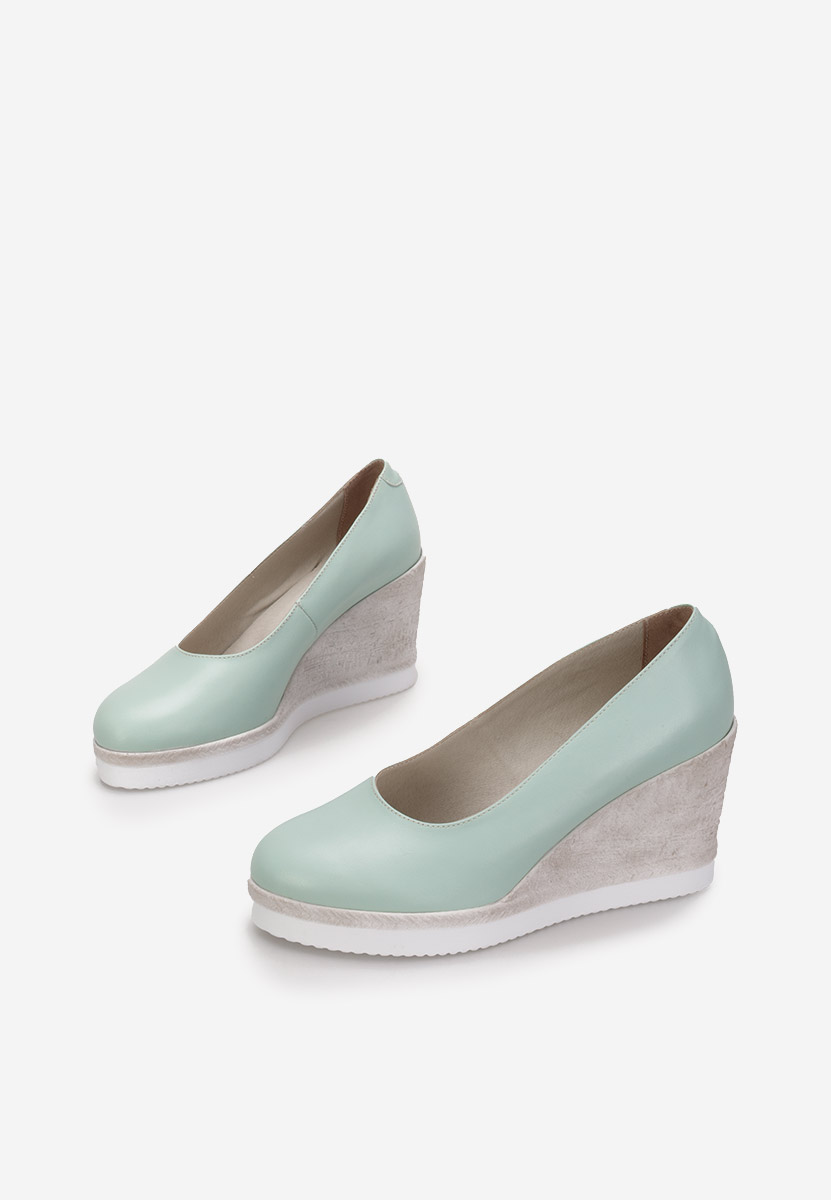 Tyrkysové lodičky na klínku Kaira