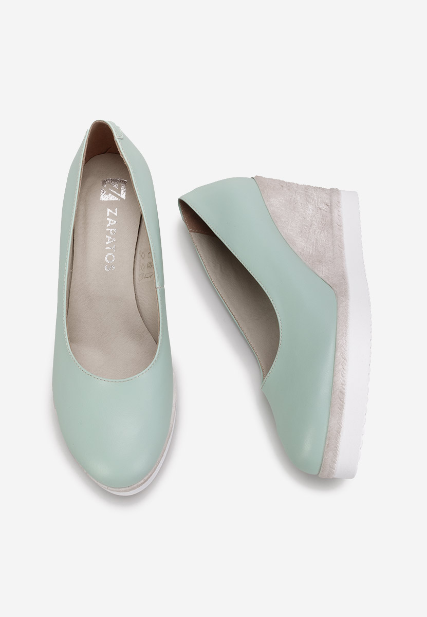 Tyrkysové lodičky na klínku Kaira