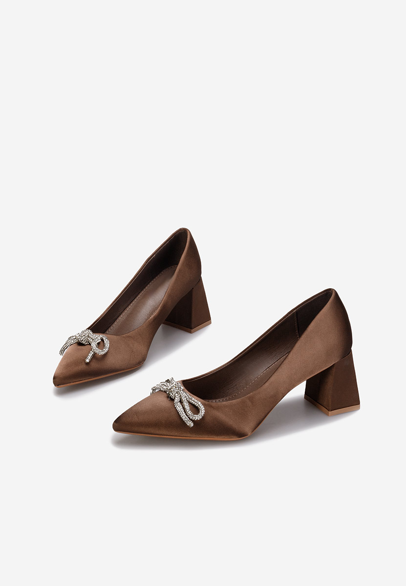 Hnedé lodičky na hrubém podpatku Abigale