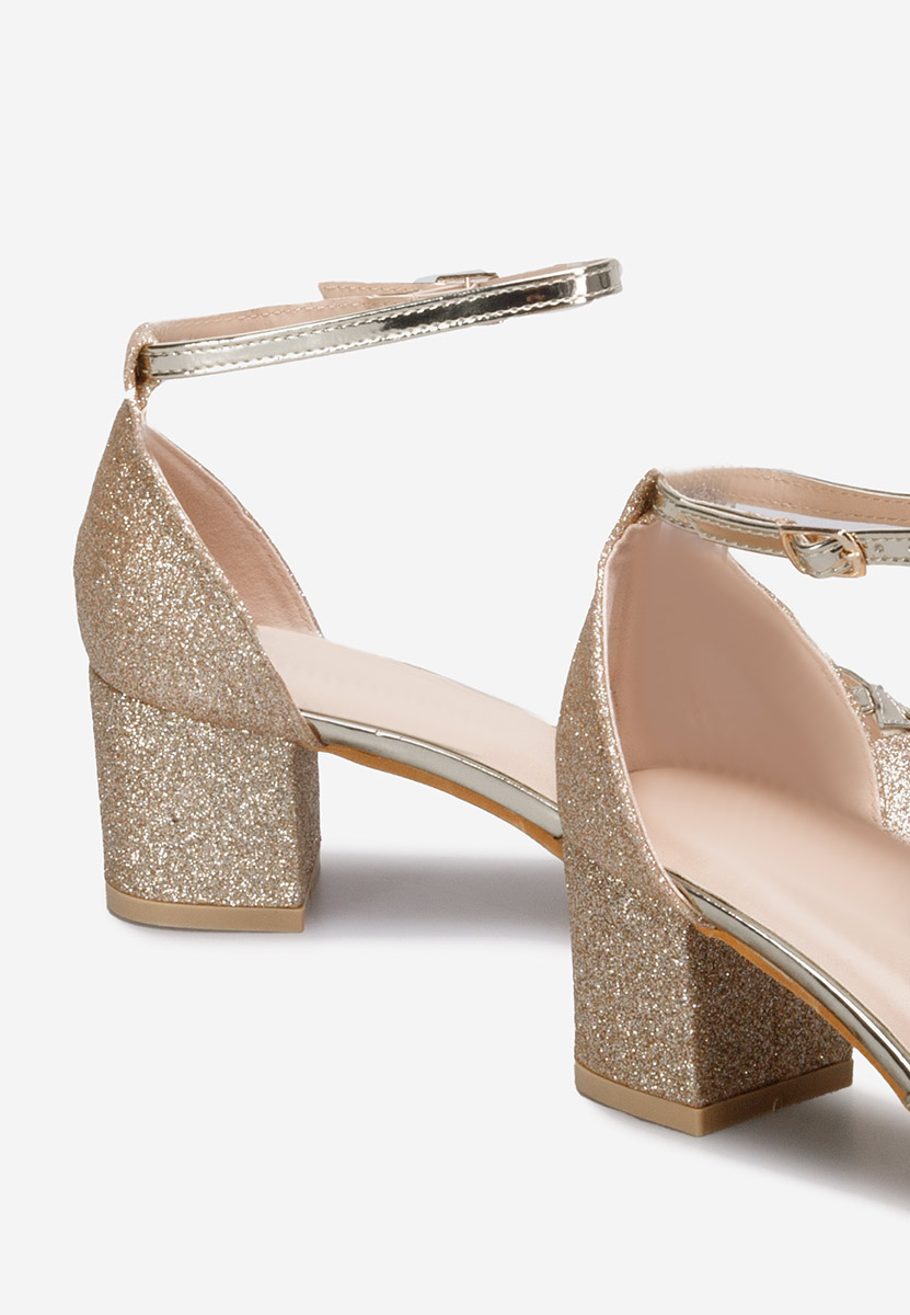 Zlaté sandály na podpatku Aniela V2