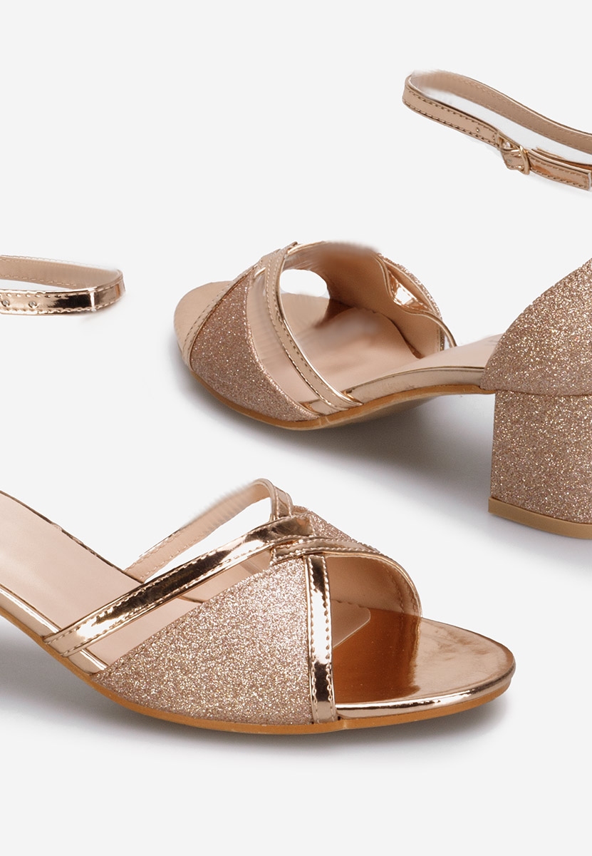 Champagne sandály na podpatku Aniela V2