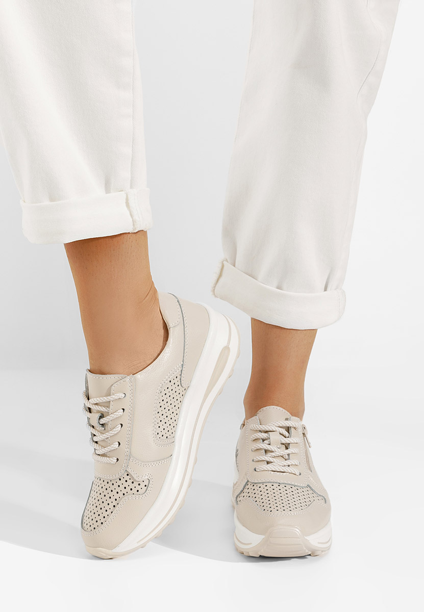Béžové kožené dámské sneakersy Cidra