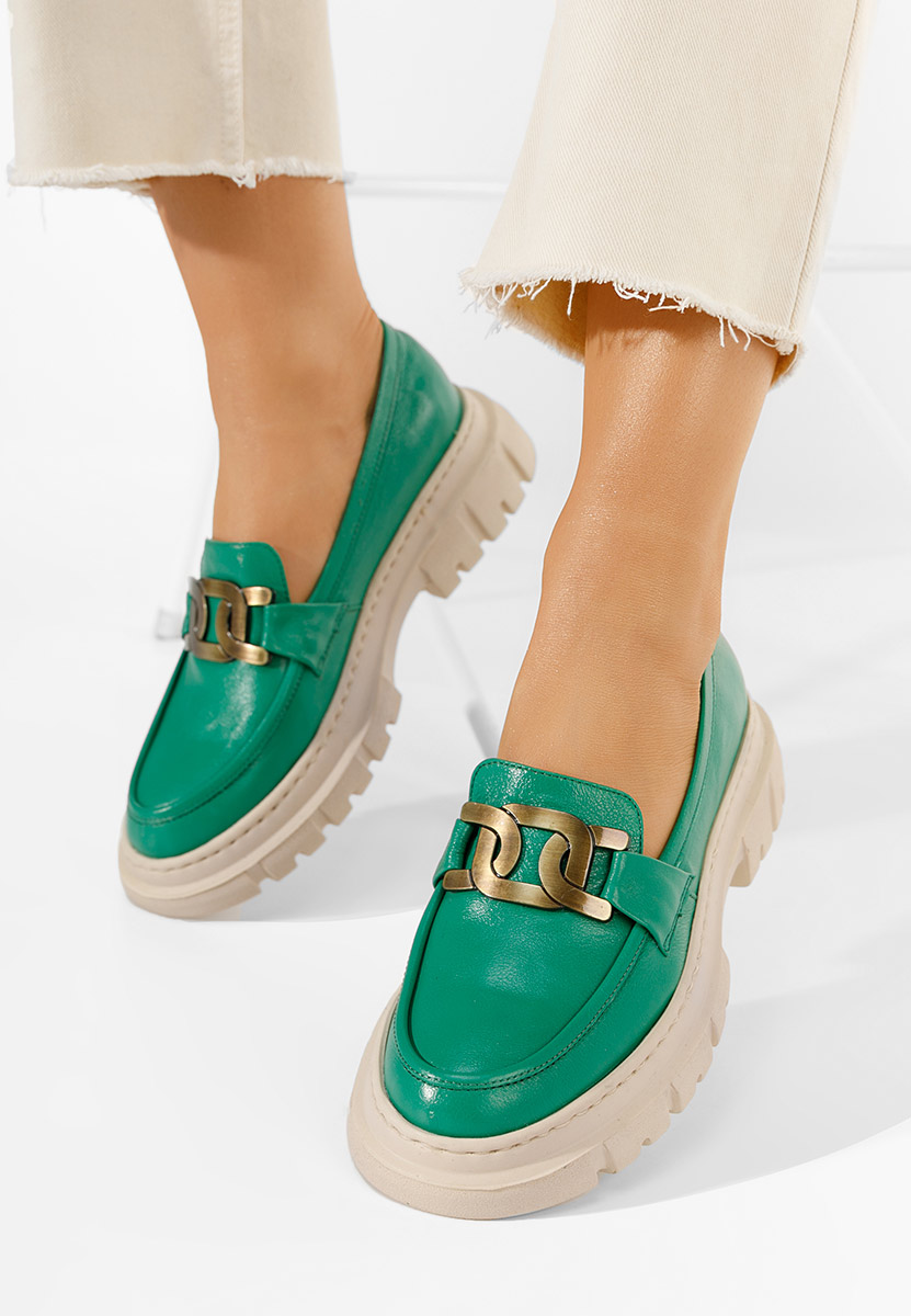 Zelené mokasíny dámské kožené Haza V3 Zelené mokasíny dámské kožené Haza V3