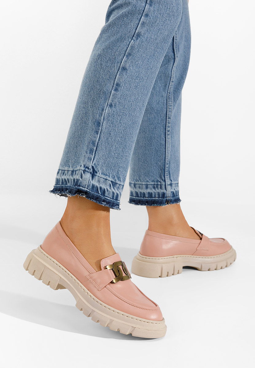 Ružové mokasíny dámské kožené Haza V3 Ružové mokasíny dámské kožené Haza V3
