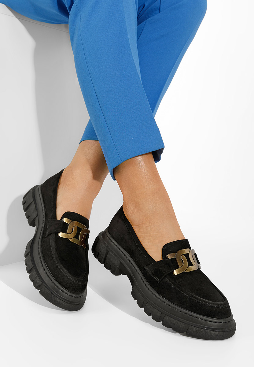 Černé mokasíny dámské kožené Haza V4 Černé mokasíny dámské kožené Haza V4