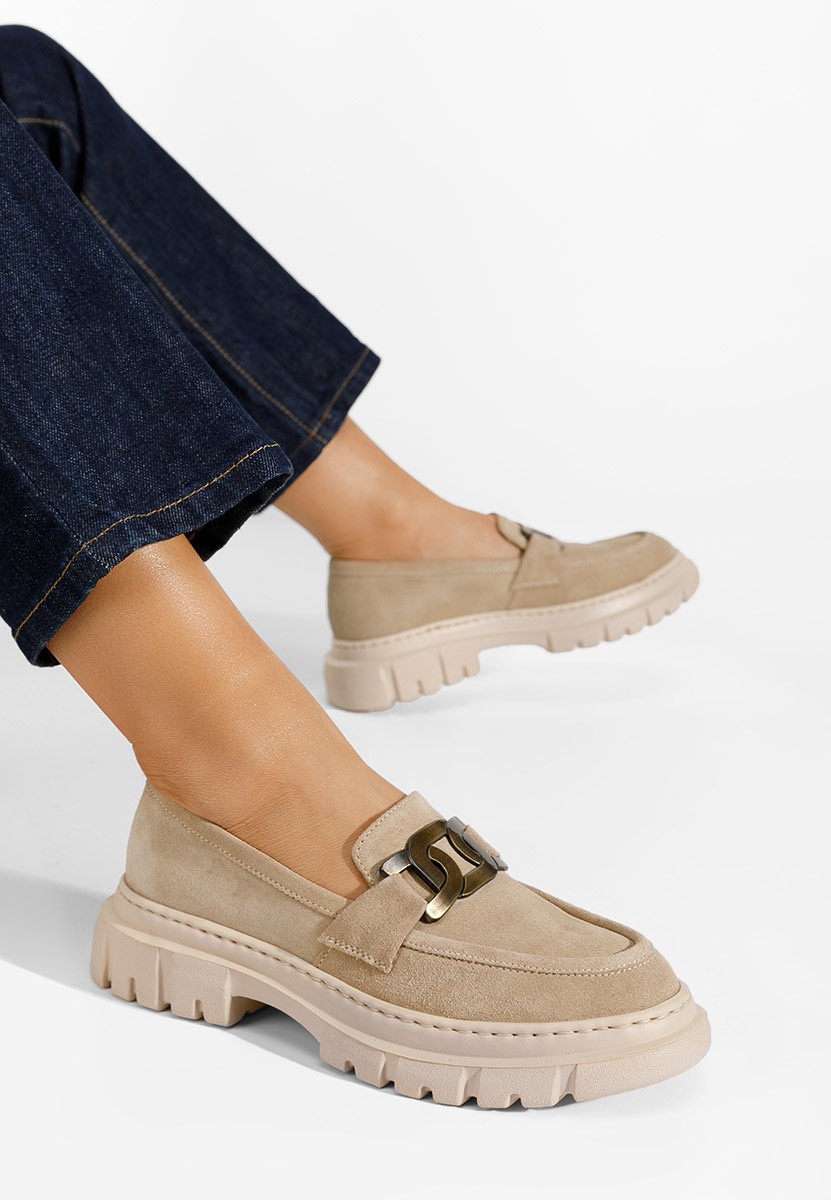 Béžové mokasíny dámské kožené Haza V4 Béžové mokasíny dámské kožené Haza V4