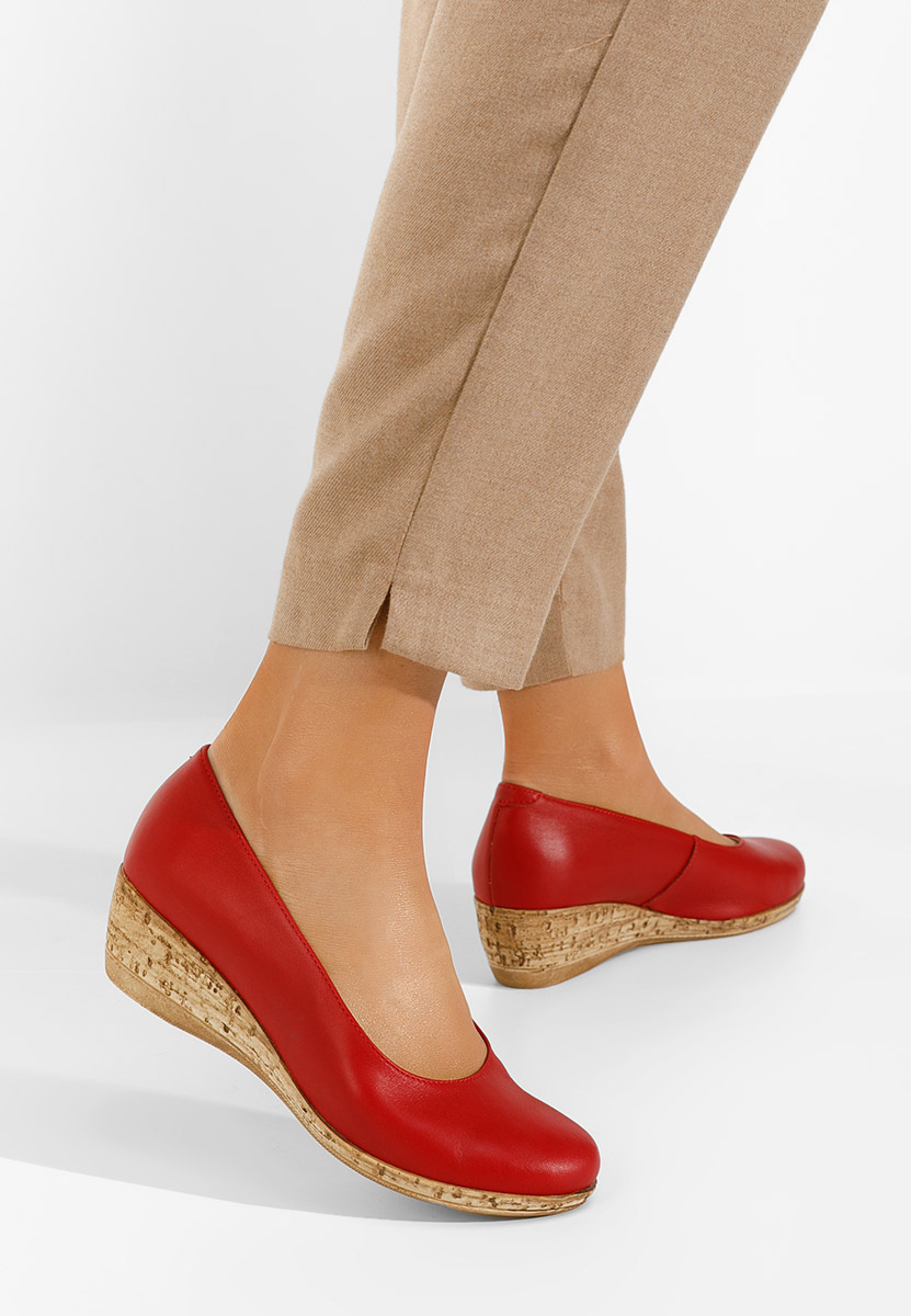 Červené lodičky na klínku Sonia V3