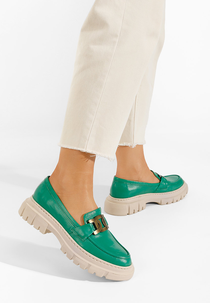 Zelené mokasíny dámské kožené Haza V3 Zelené mokasíny dámské kožené Haza V3