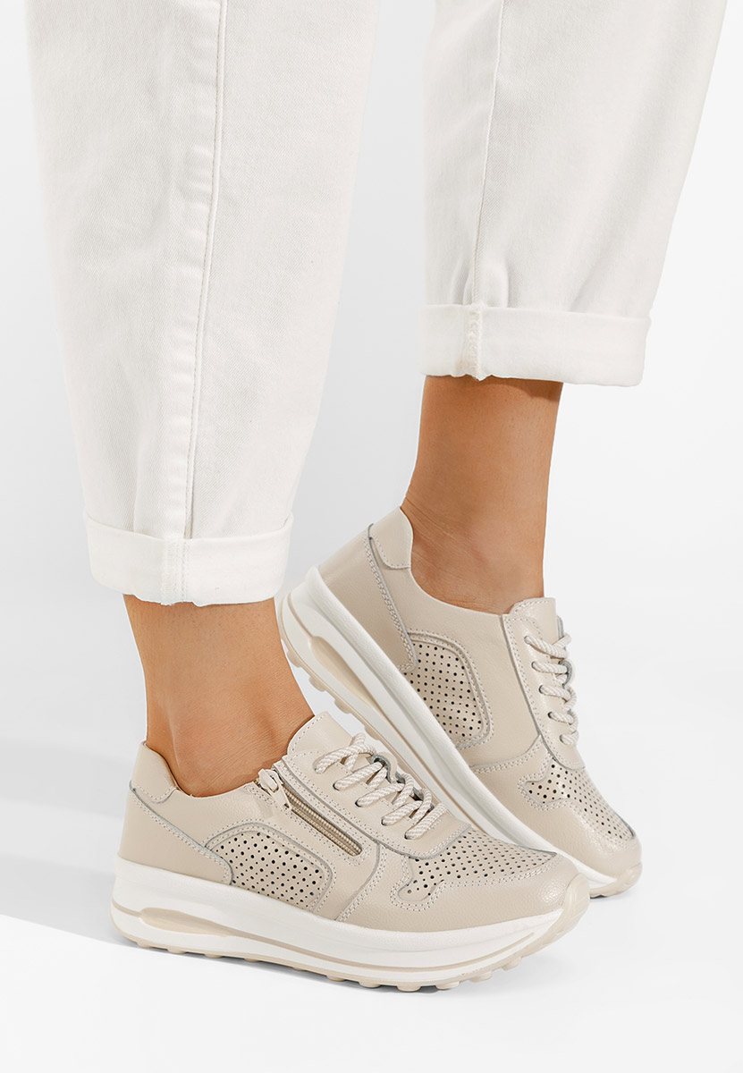 Béžové kožené dámské sneakersy Cidra