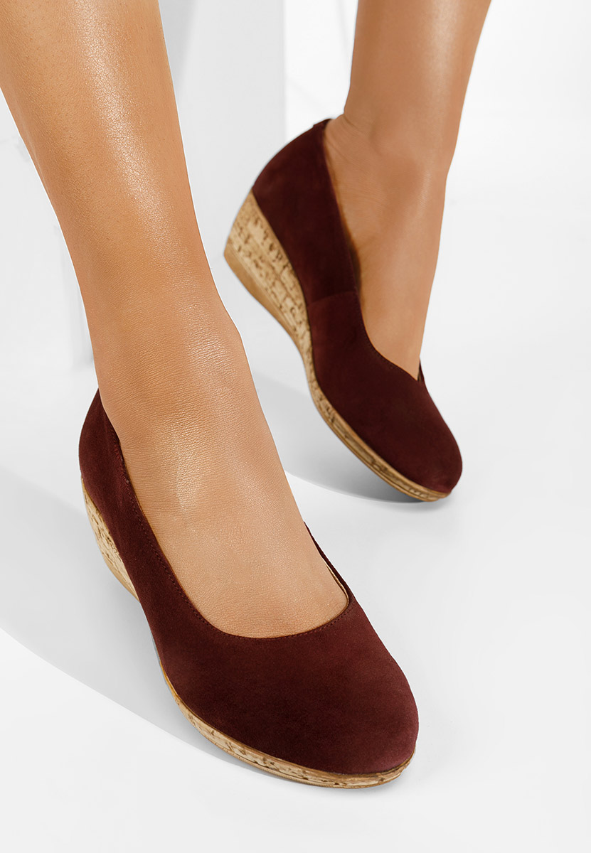 Bordové lodičky na klínku Sonia