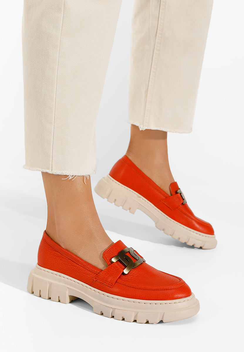 Oranžové mokasíny dámské kožené Haza V3 Oranžové mokasíny dámské kožené Haza V3