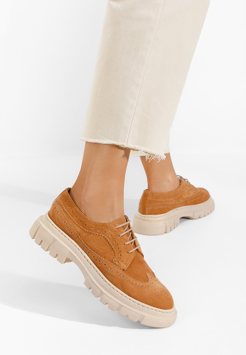 Camelové dámské brogue obuv Henise