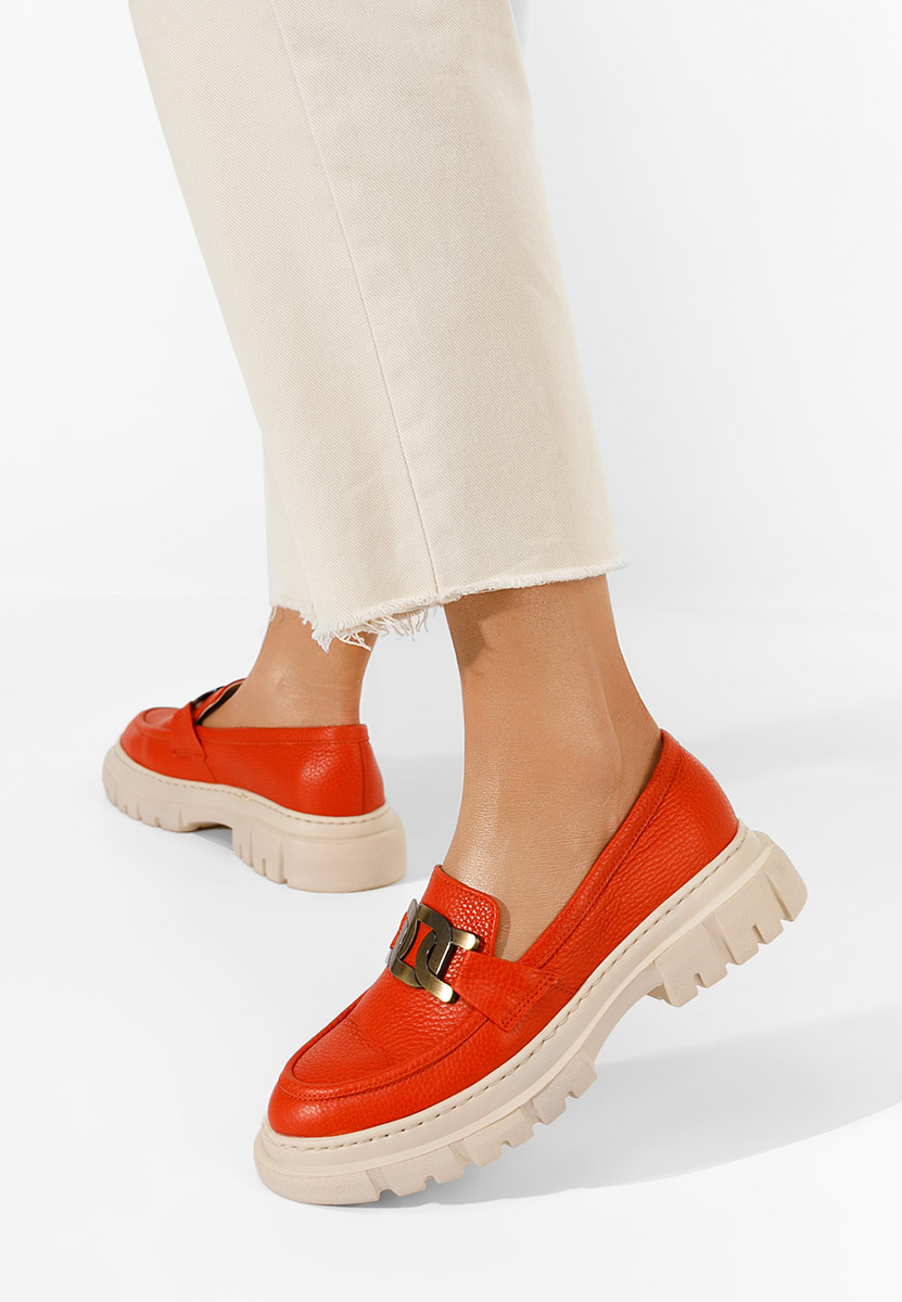 Oranžové mokasíny dámské kožené Haza V3 Oranžové mokasíny dámské kožené Haza V3