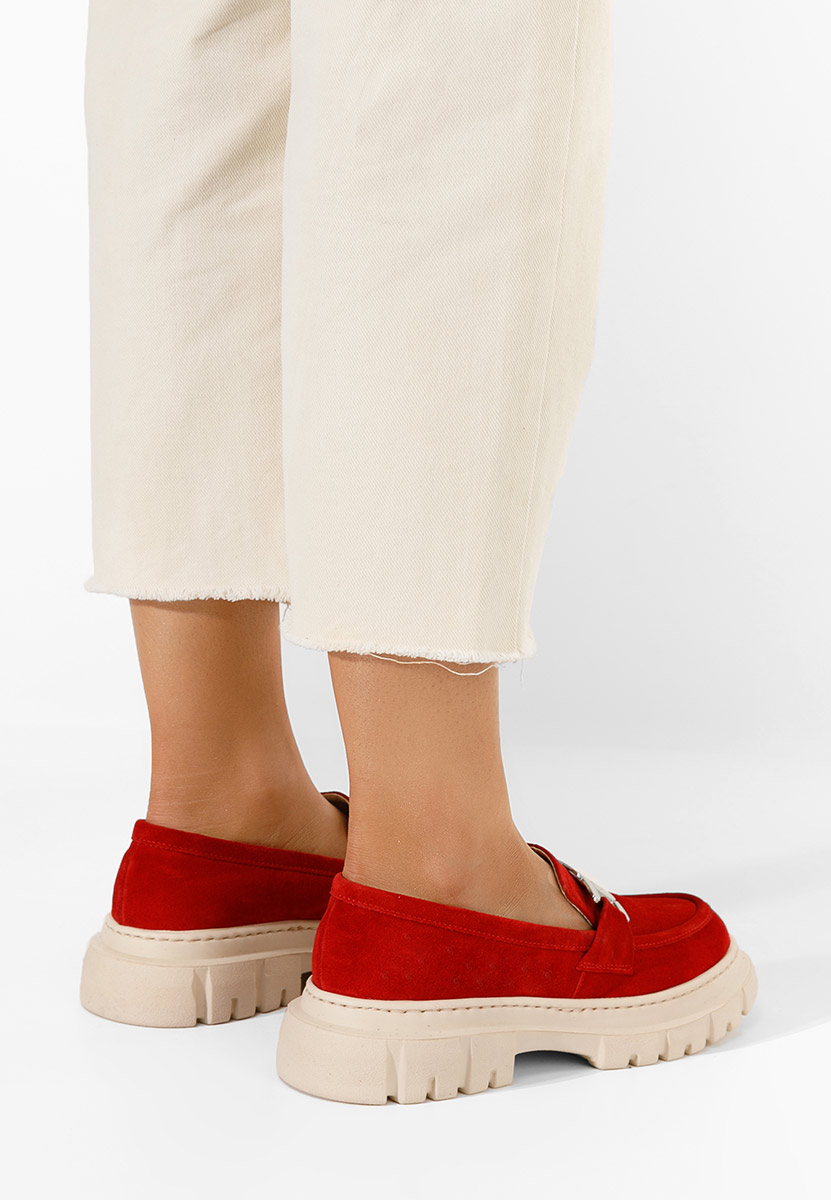 Červené mokasíny dámské kožené Haza V3 Červené mokasíny dámské kožené Haza V3