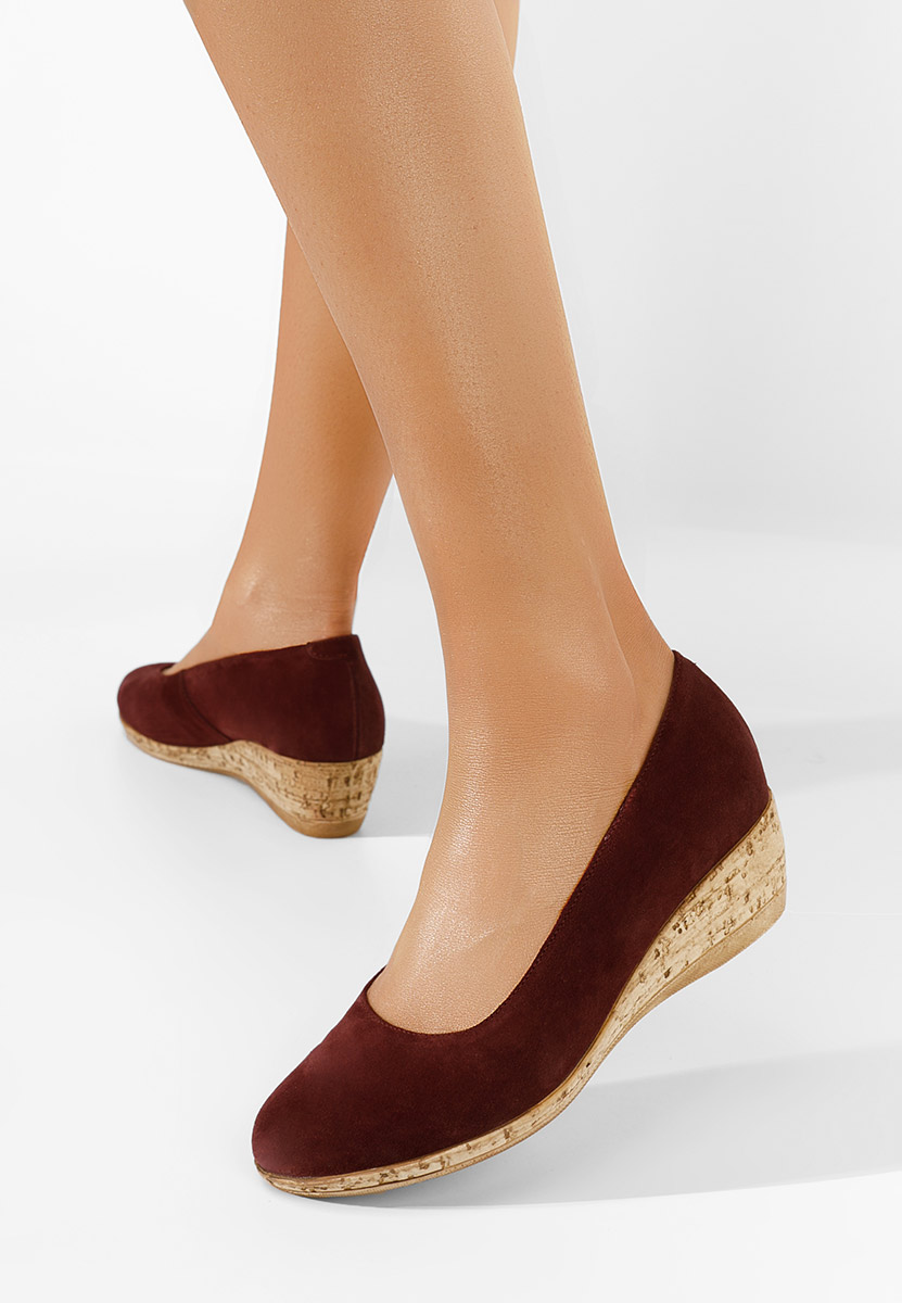 Bordové lodičky na klínku Sonia