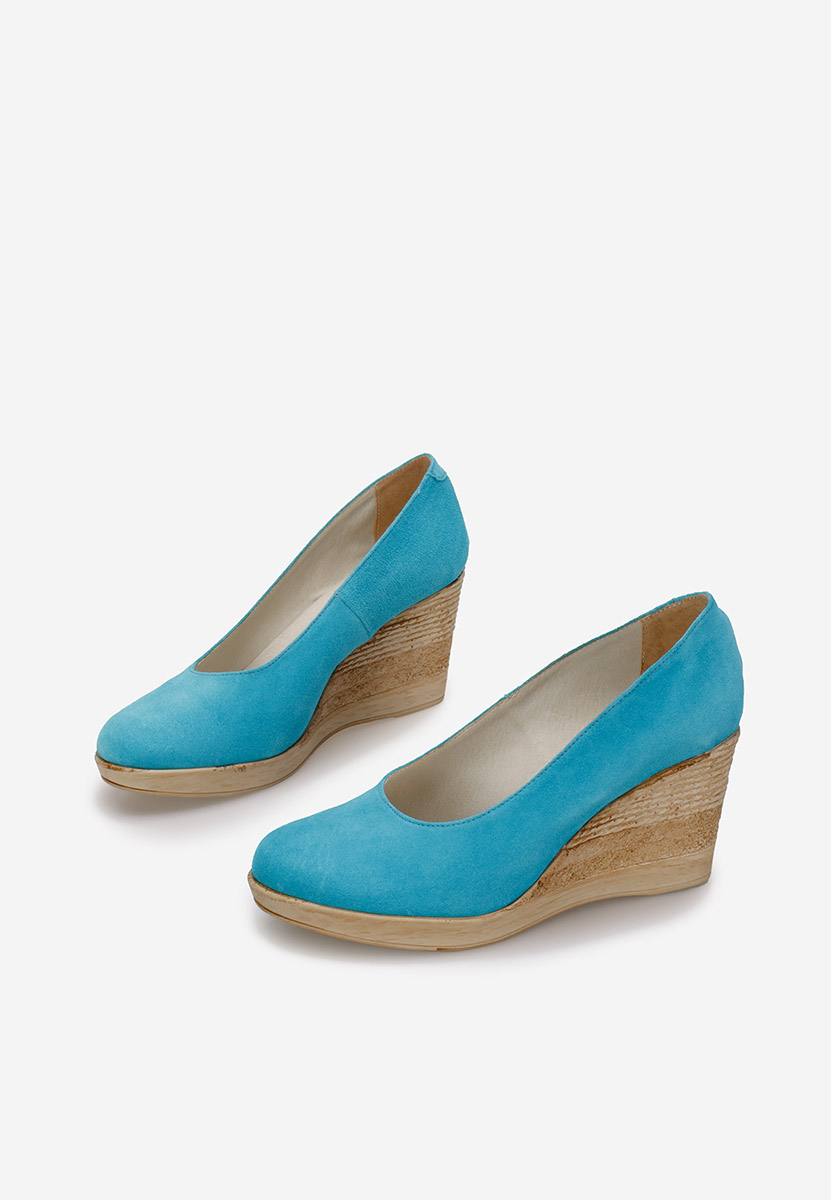 Svetlě modré lodičky na klínku Zola V2