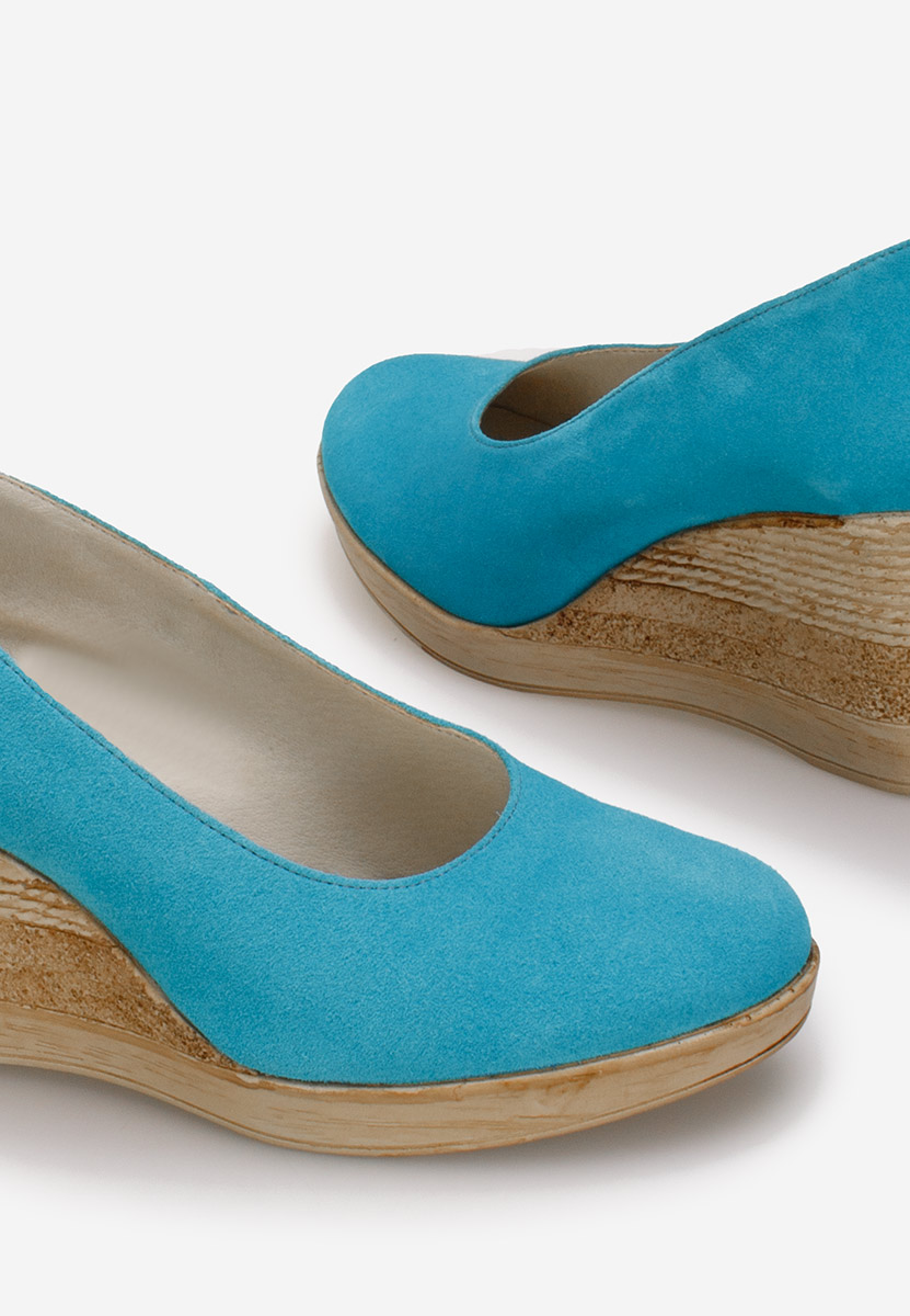 Svetlě modré lodičky na klínku Zola V2