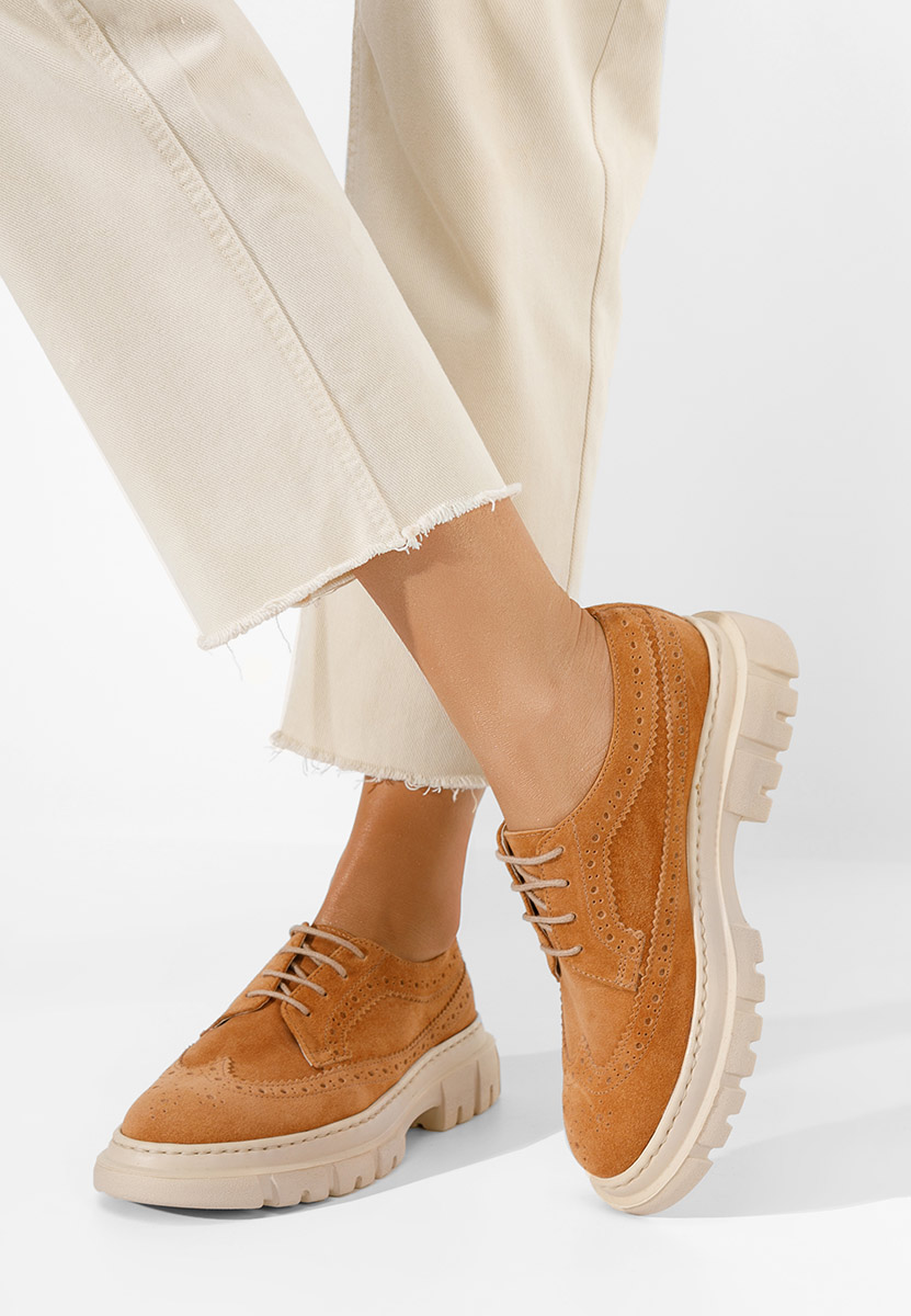 Camelové dámské brogue obuv Henise