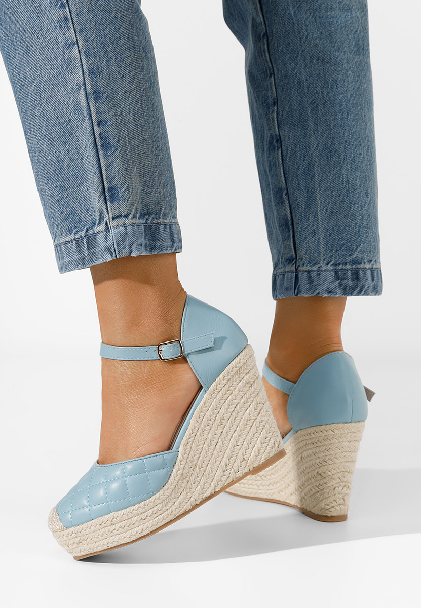 Modré sandály na klínku Santorini