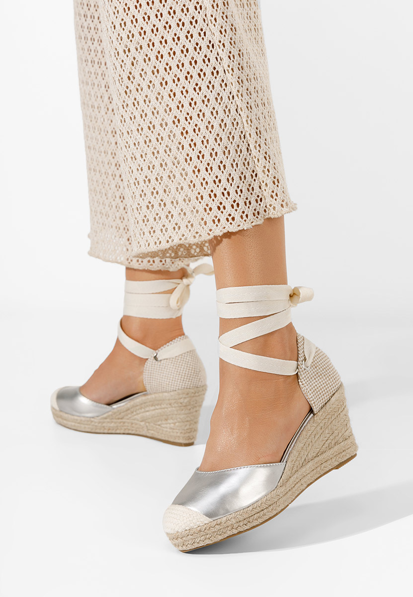 Stribrné sandály espadrilky Vilena