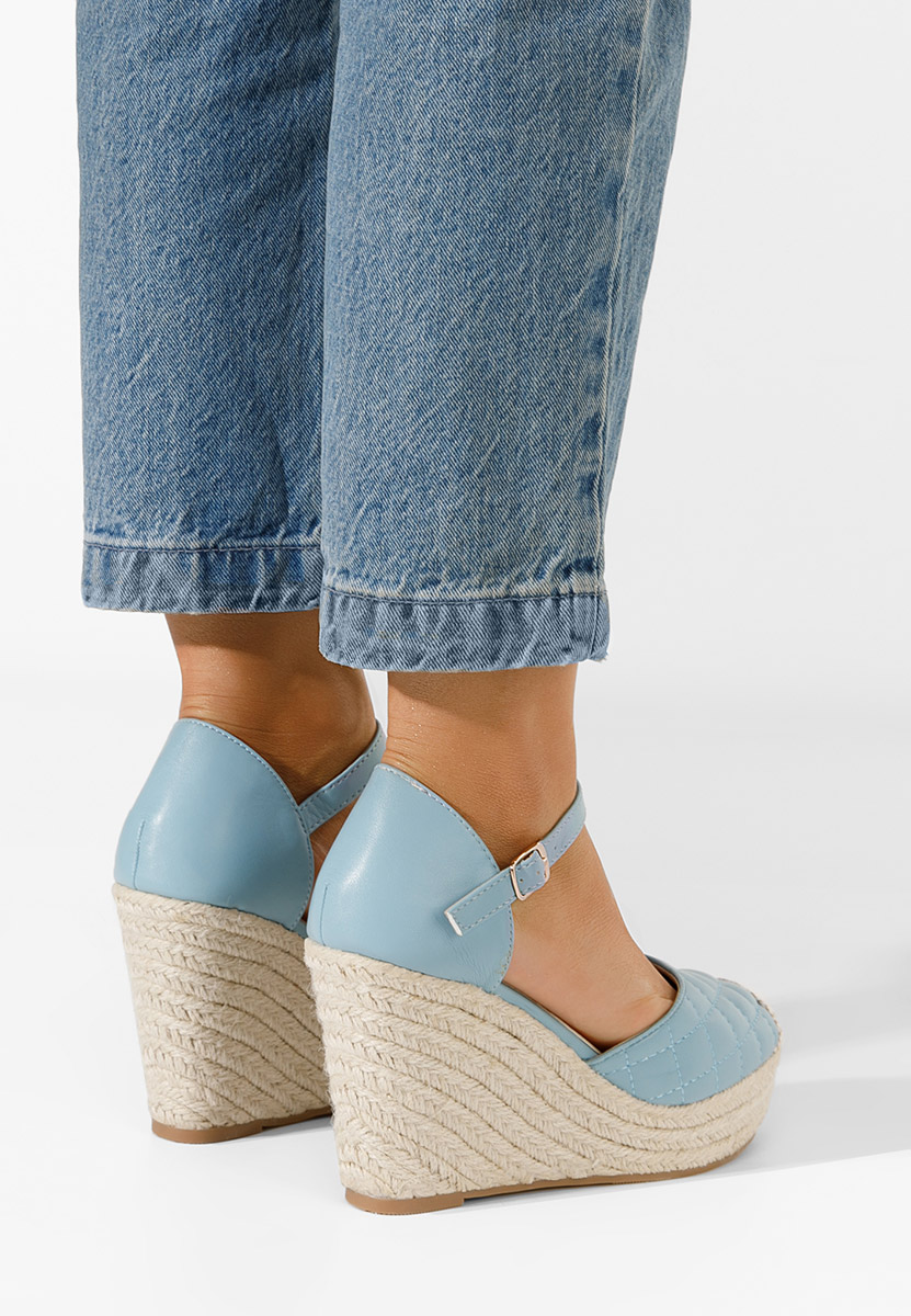 Modré sandály na klínku Santorini