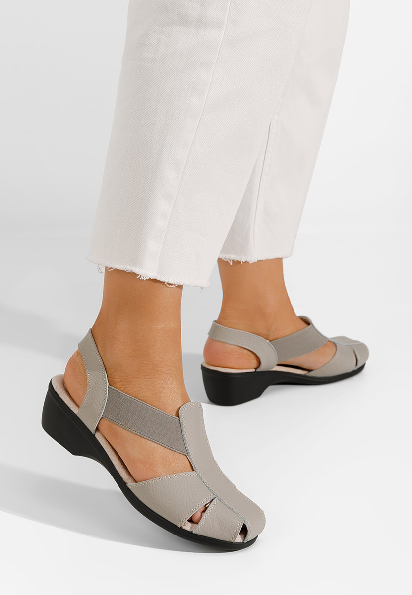Šedé sandály na podpatku Melona V4