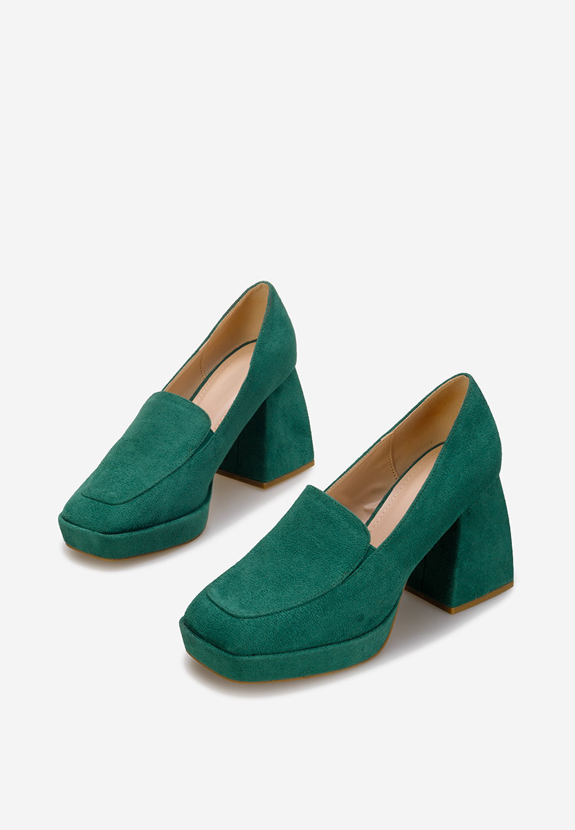 Zelené lodičky na hrubém podpatku Hoya