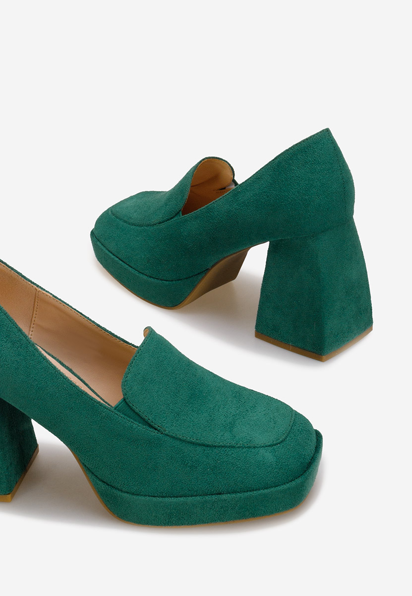 Zelené lodičky na hrubém podpatku Hoya