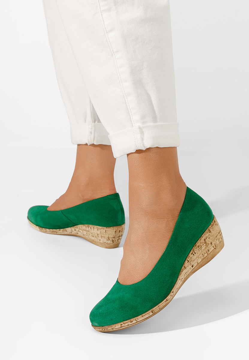 Zelené lodičky na klínku Sonia