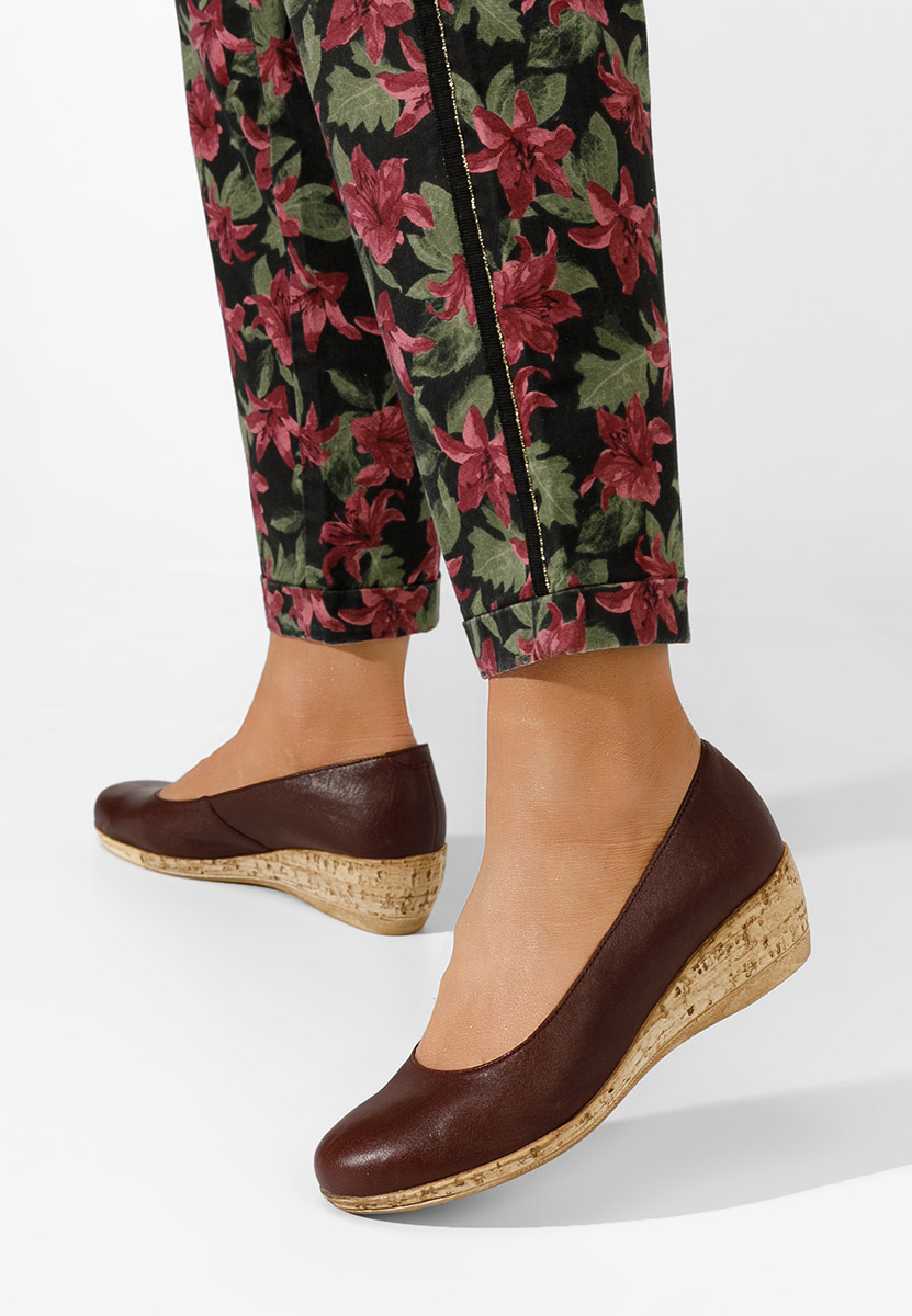 Bordové lodičky na klínku Sonia V3