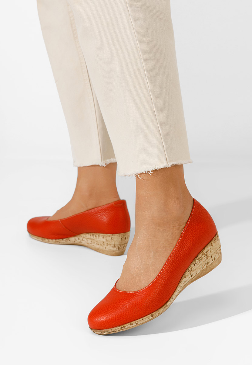 Oranžové lodičky na klínku Sonia V3