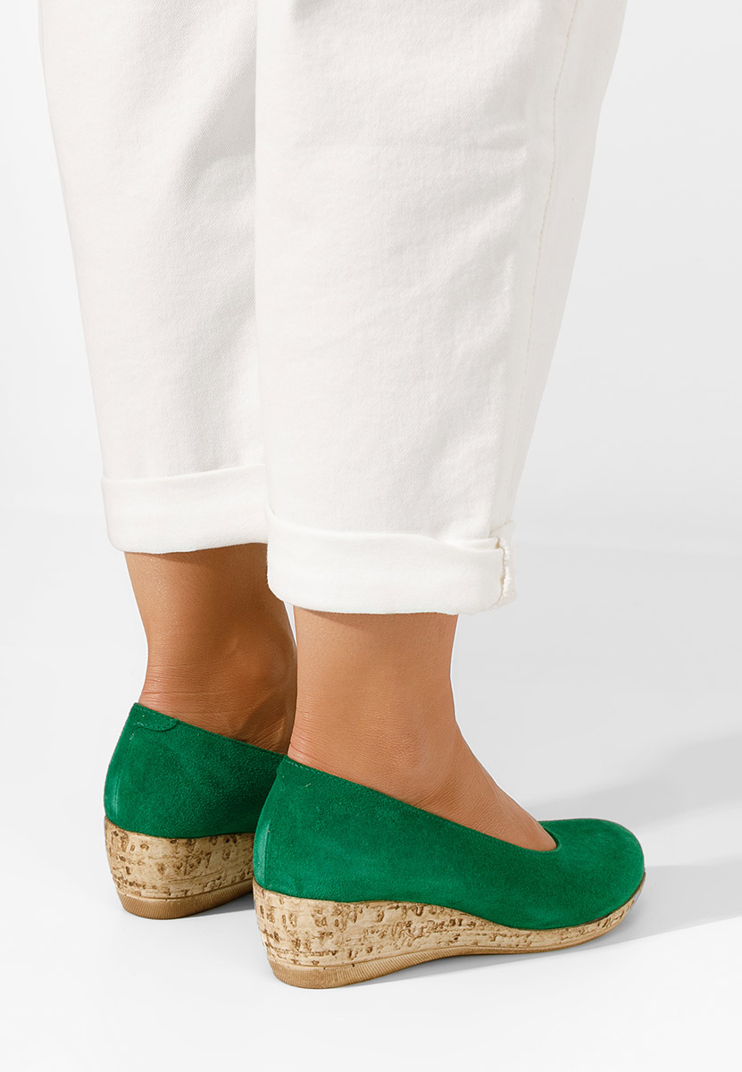 Zelené lodičky na klínku Sonia